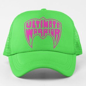 NEW Ultimate Warrior Logo Foam Trucker Mesh Snapback Hat NEON GREEN